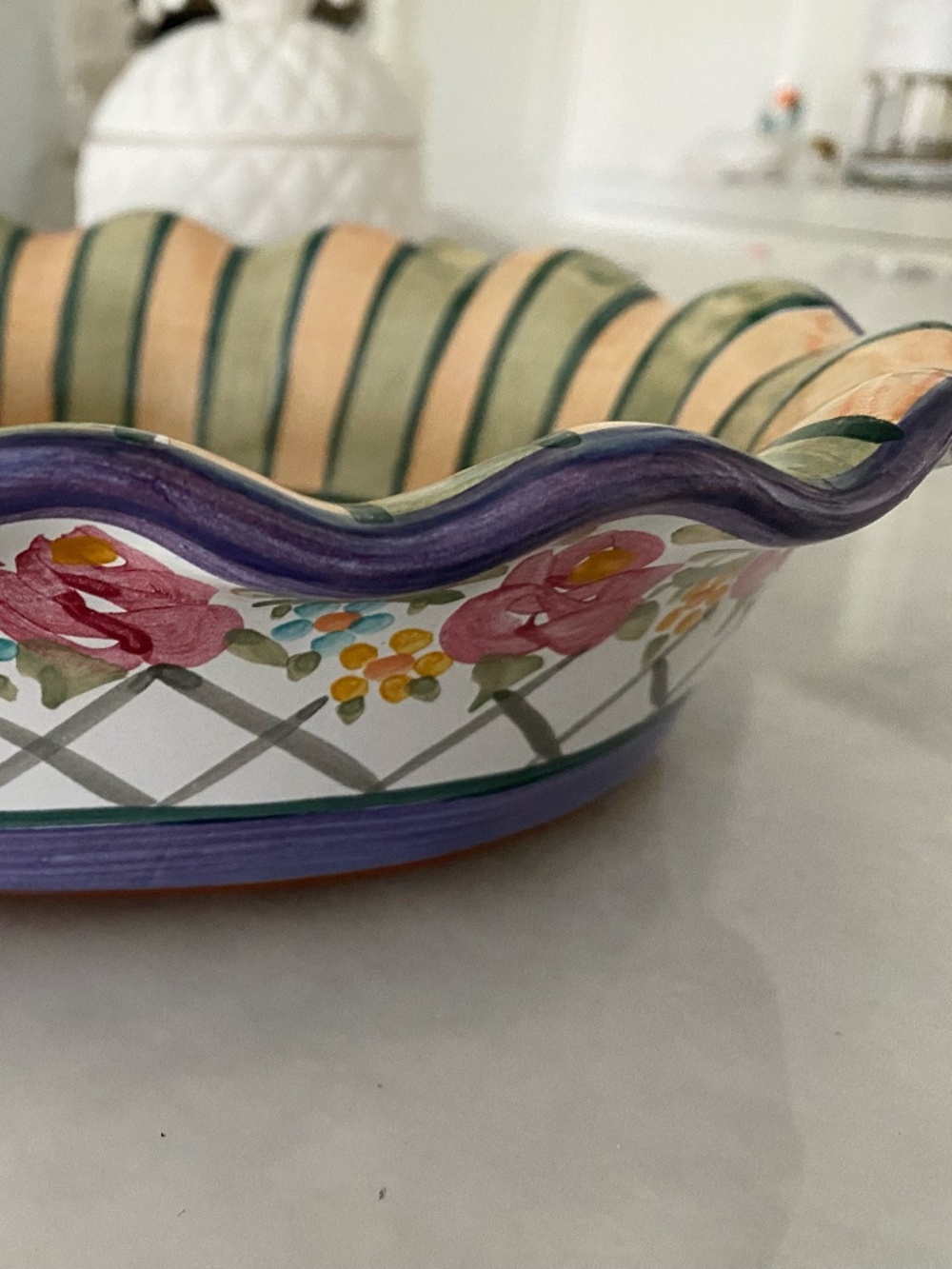 RARE Mackenzie-Childs hand painted ceramic casserole